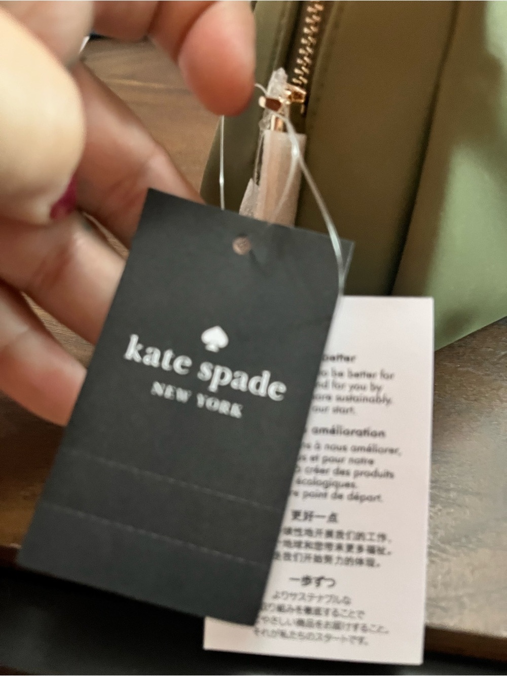 kate spade Olive Green Satin Clutch with Logo Plaque - Picture 3 of 4